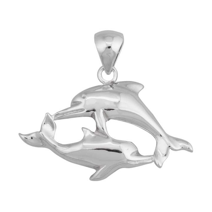 Pendentif double dauphin en argent sterling pour la vente par Charles Albert Inc