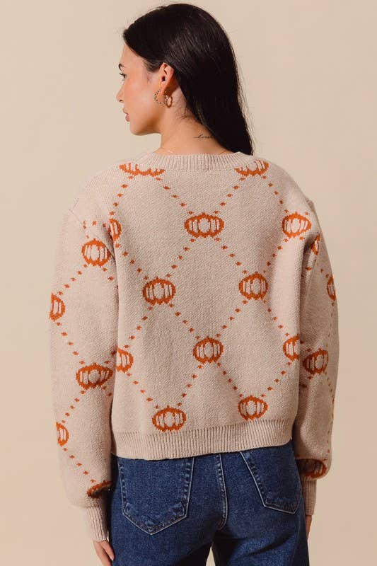 Vanilla Monkey - Vendita all'ingrosso Maglione tricot - Donna - Top maglione per Halloween per il Ringraziamento con rombi a forma di zucca3