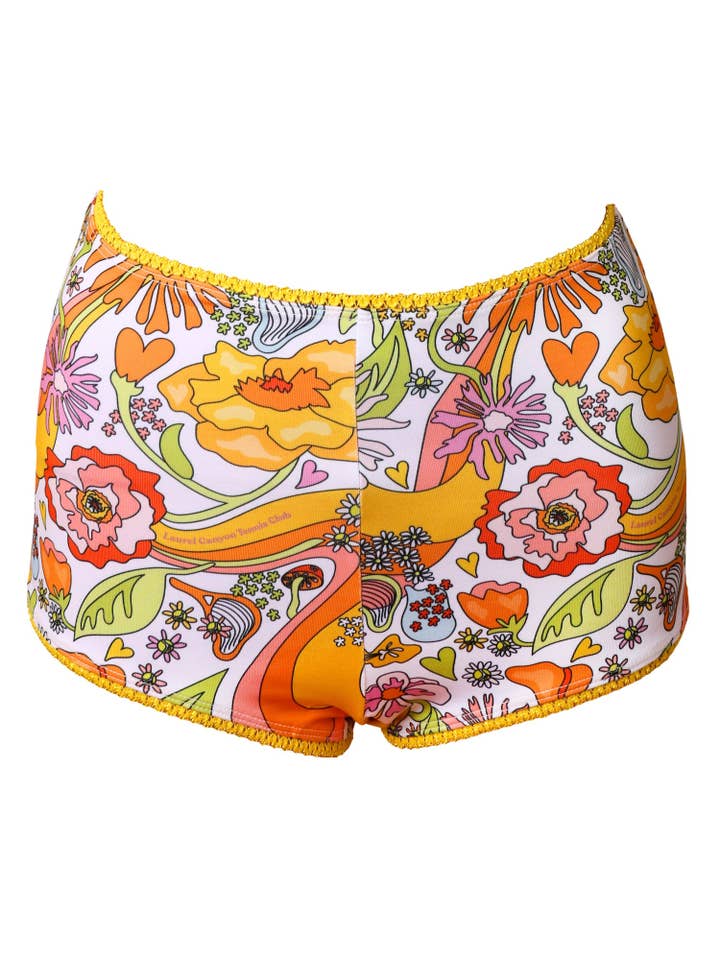 Laurel Canyon Tennis Club - Wholesale Swim Bottoms - Women's - Melty Racquet Floral Printed Tennis Bikini Bottoms1
