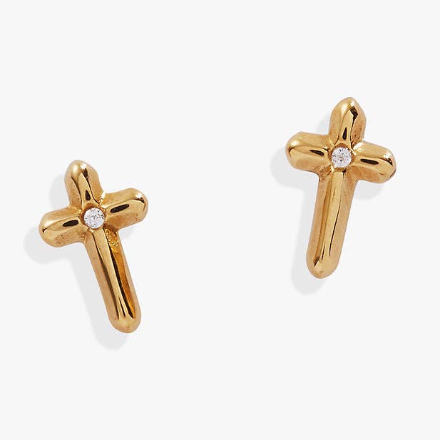 Crystal Cross Mini Stud Earrings for wholesale by Alex and Ani