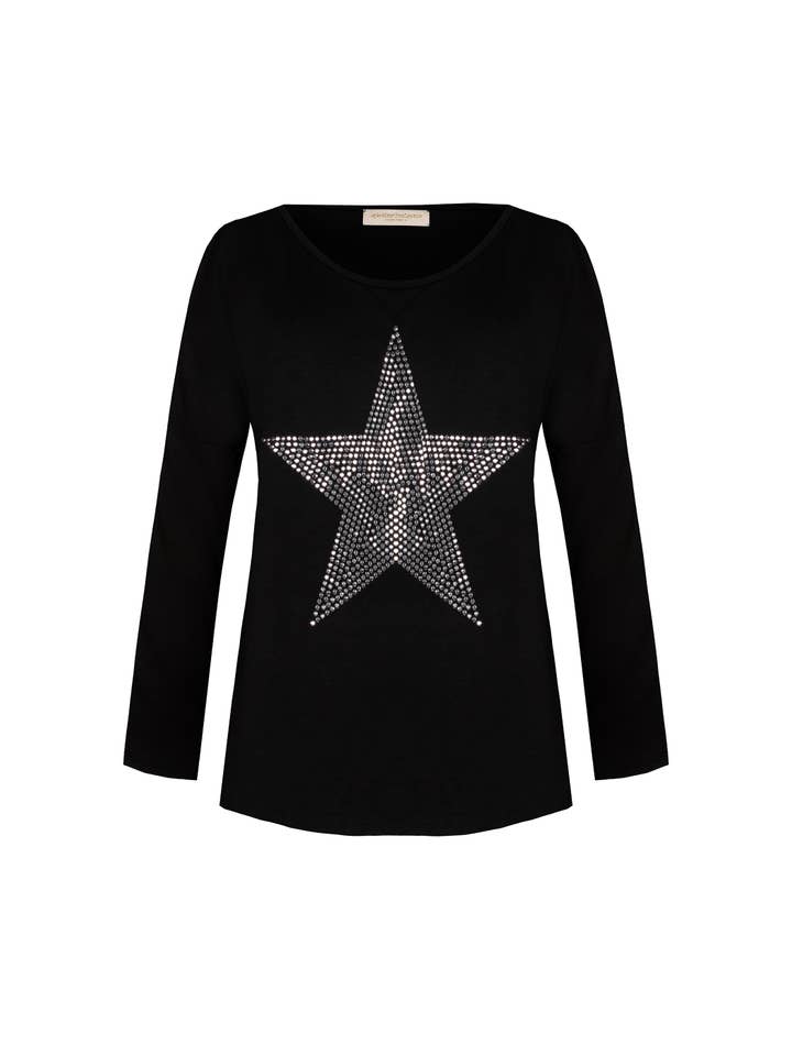 apiedinudinelparco - Venta al por mayor Camiseta - Mujer - CAMISETA CON ESTAMPADO DE ESTRELLAS PLATEADAS