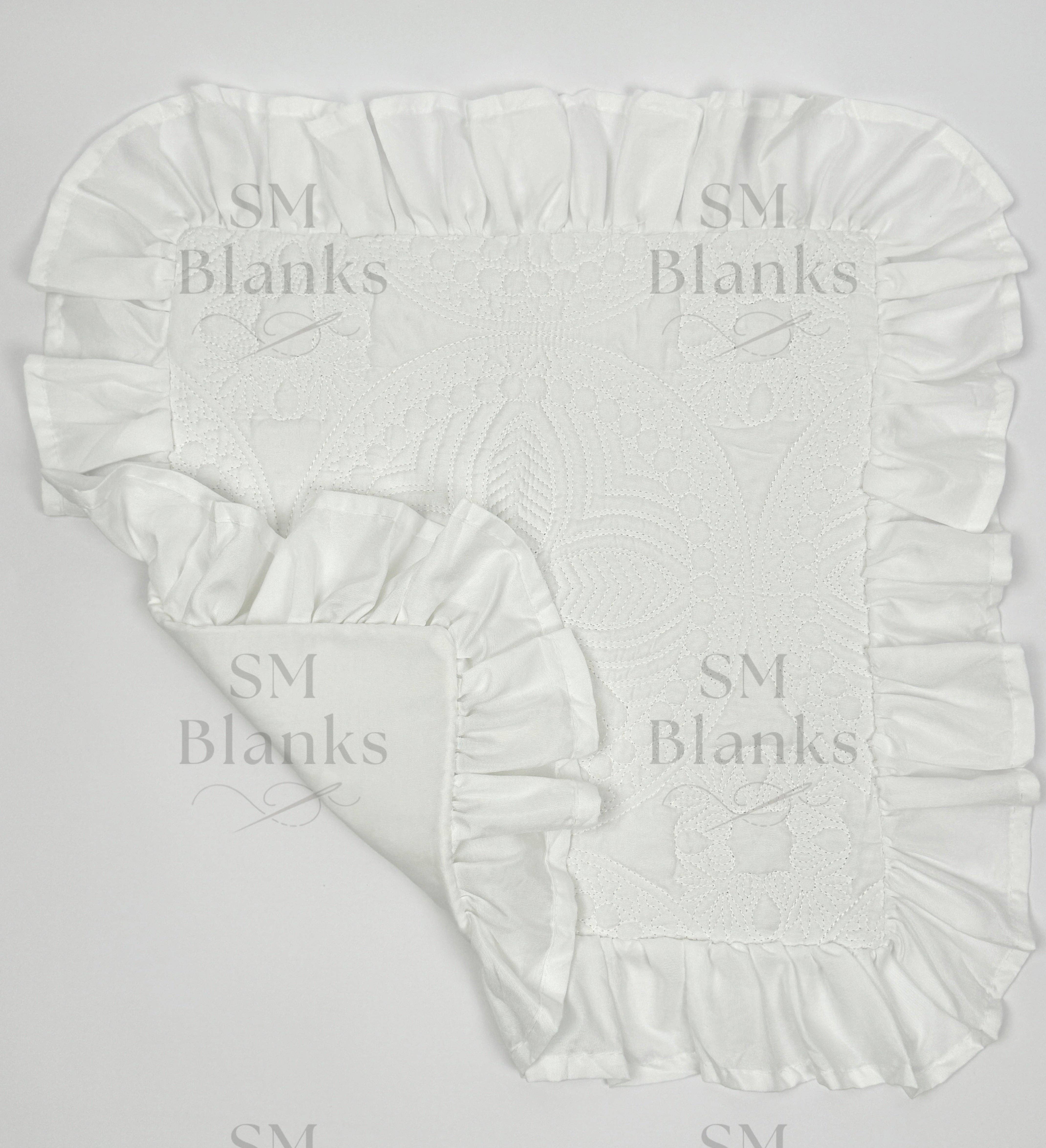 SM Blanks - Wholesale Bedding Pillowcase/Sham - White Ruffle Heirloom Pillow Sham1