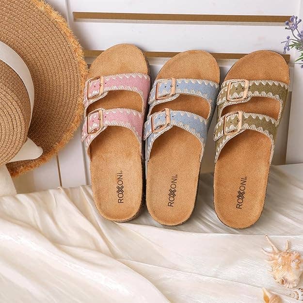 Roxoni - Wholesale Sandals – Women's - Roxoni Women's Fashion Cork Sole Double Buckle Sandal2