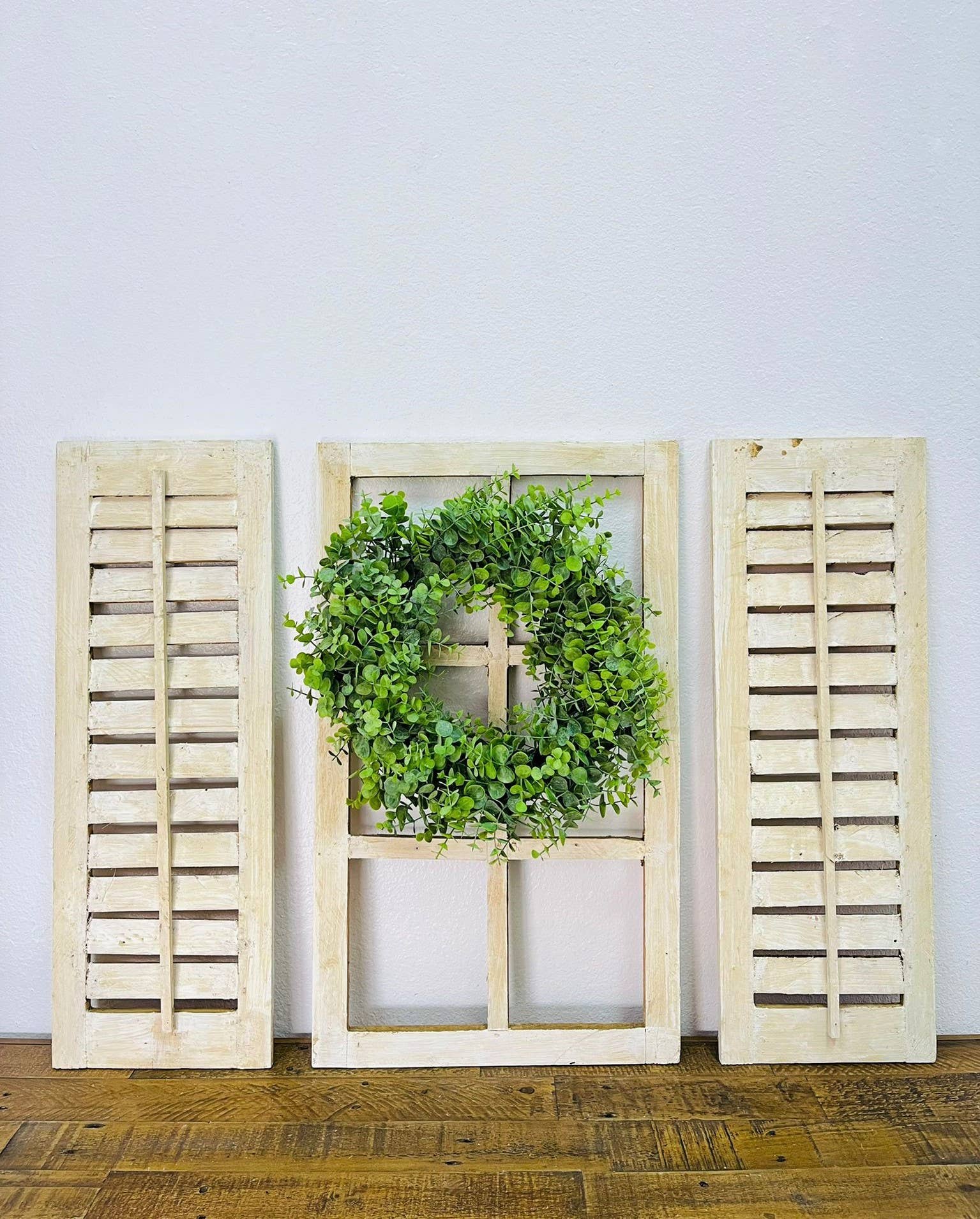 Rustic Farm - Wholesale Decorative Panel - Neston Wood Window, 3pc Set, White, Handmade - 6.13