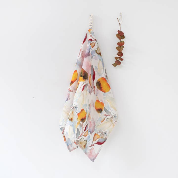Orange Flow Linen Kitchen Towel for wholesale by Linen Tales (We cover U.S. import duties)