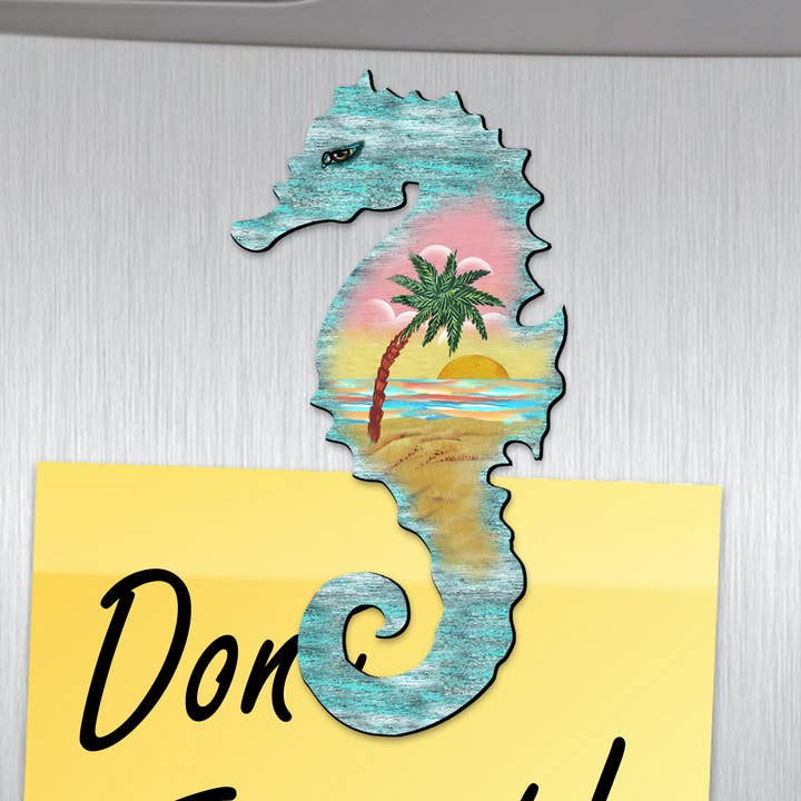 Køleskabsmagneter i form af søheste i økologisk træ for engroshandel hos Designocracy