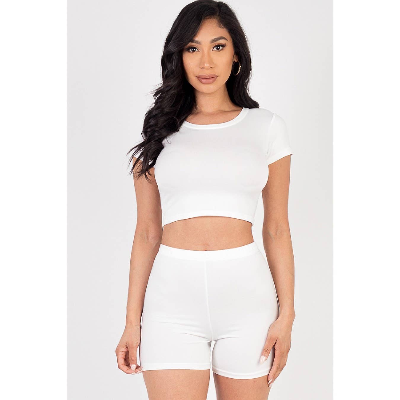 Timeless - Wholesale Lounge Set - Women's - Short Sleeve Crop Top and Shorts Set7