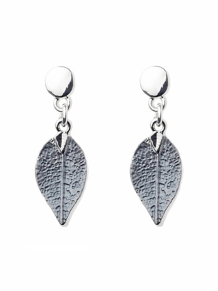 Grey Enamel Leaf Earring for wholesale by Oceanic Jewellers - Majique London