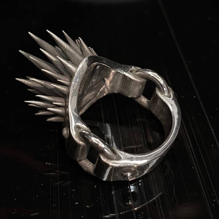 xxxplosion - bdsm spike ring, silver for wholesale by Horny Cat Jewellery