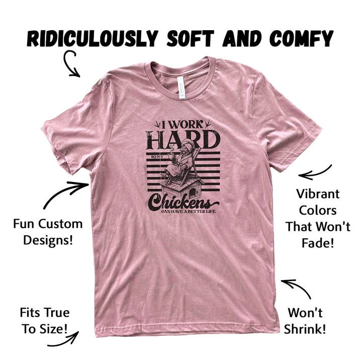 The Chicken Bawks - Wholesale Screen Printed T-Shirt - Unisex - I Work Hard1