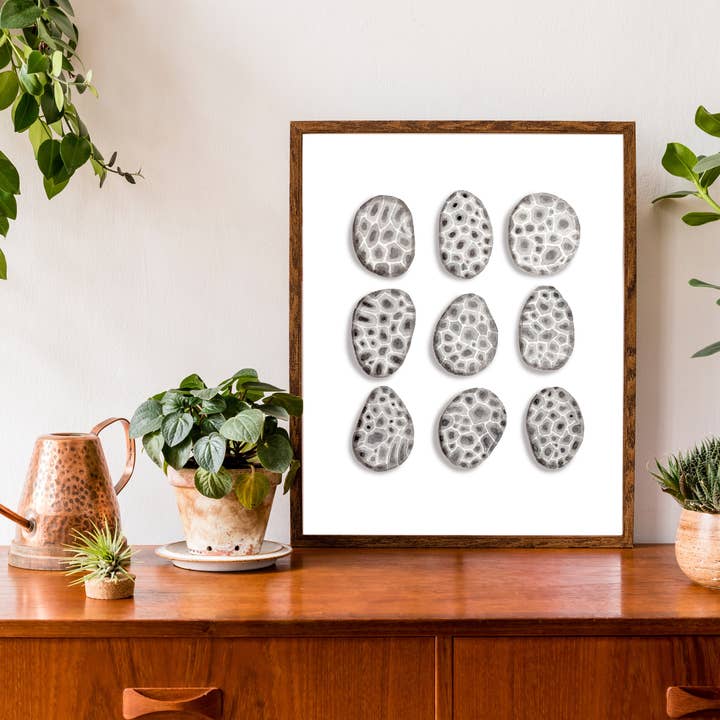 NorthHouse Creative Co. – wholesale Art print – Petoskey Stone Watercolor Art Print5