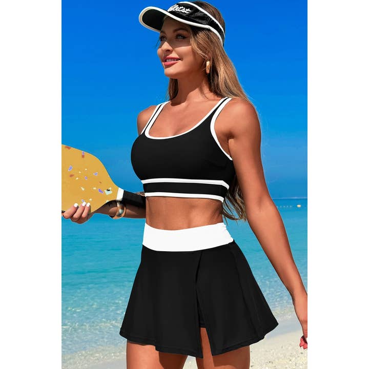 Supreme Fashion - Wholesale Two Piece Swimsuit - Women's - Color Block Two Pieces High Waisted Skirt Swimsuit1