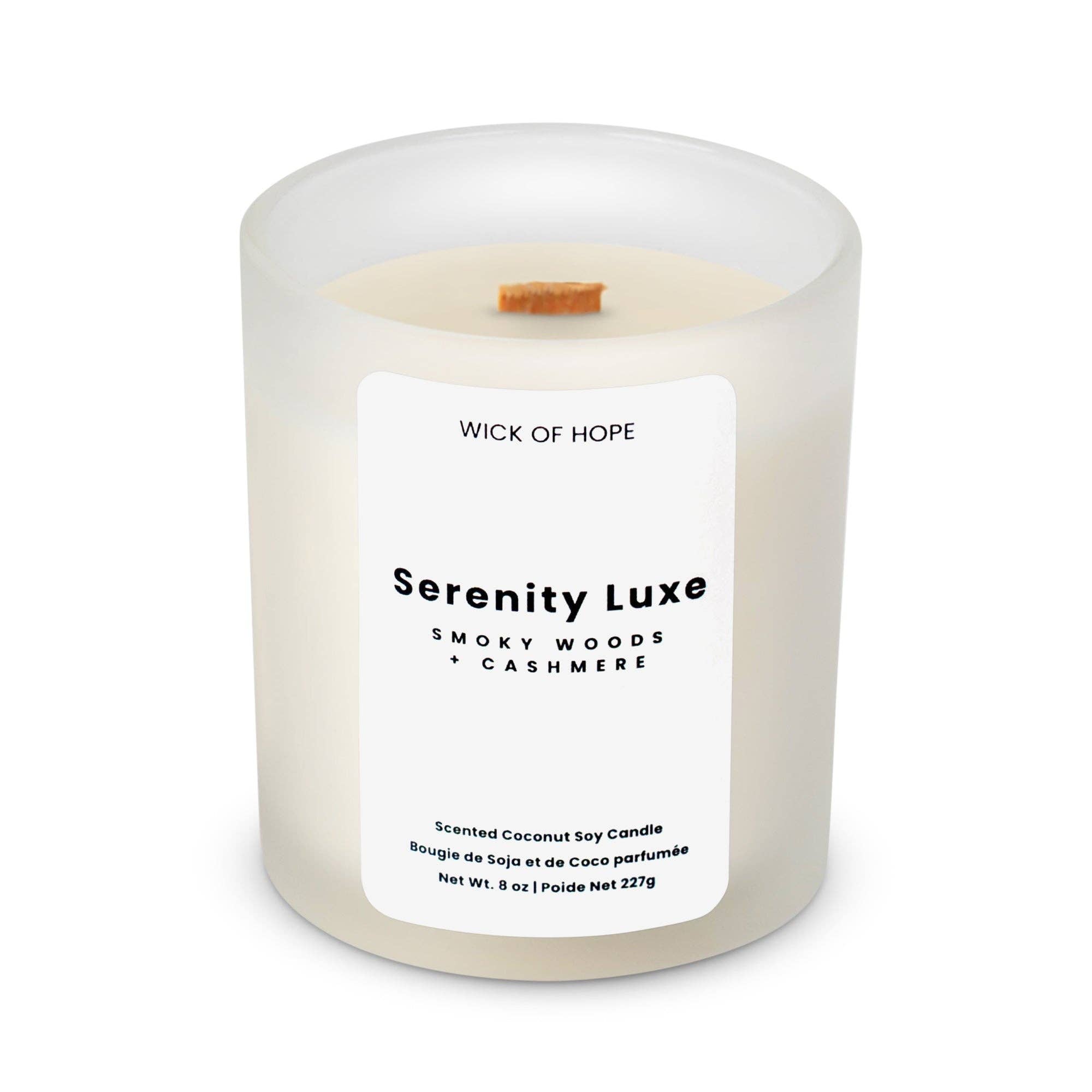 Wick of Hope - Wholesale Jar/Filled Candle - Serenity Luxe Candle| Smoky Woods + Cashmere1