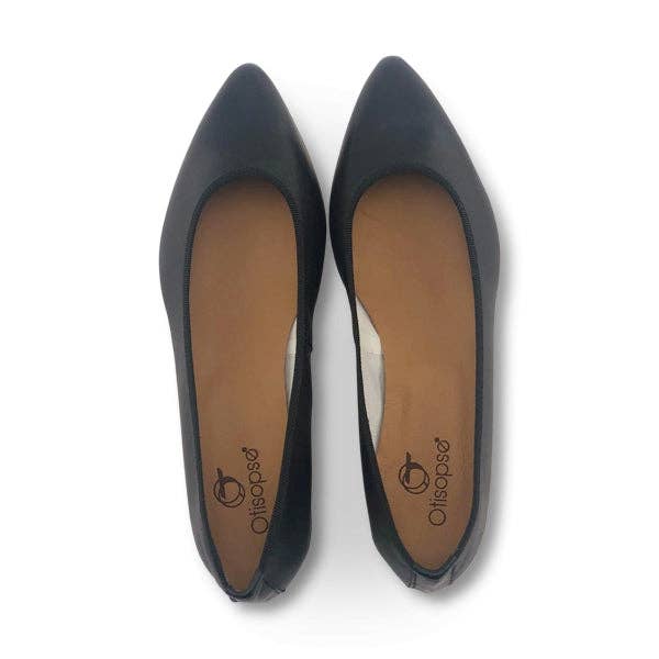 Otisopse – wholesale Flats – Women’s – Black leather ballet flats with 3cm heel3
