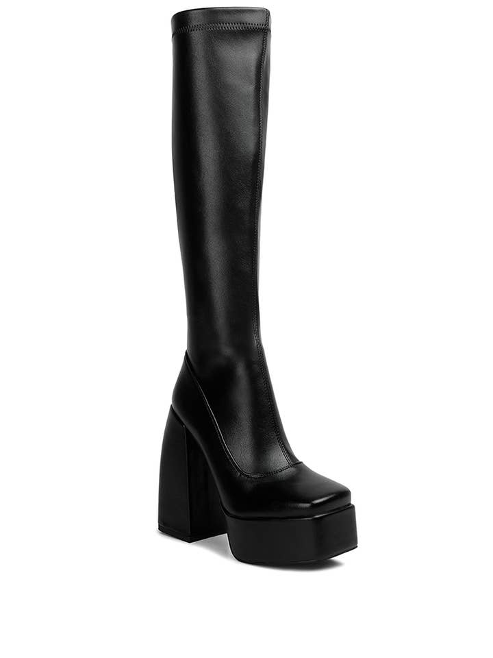 Fanning High Platfrom Block Heeled Long Boots for wholesale by Rag Company