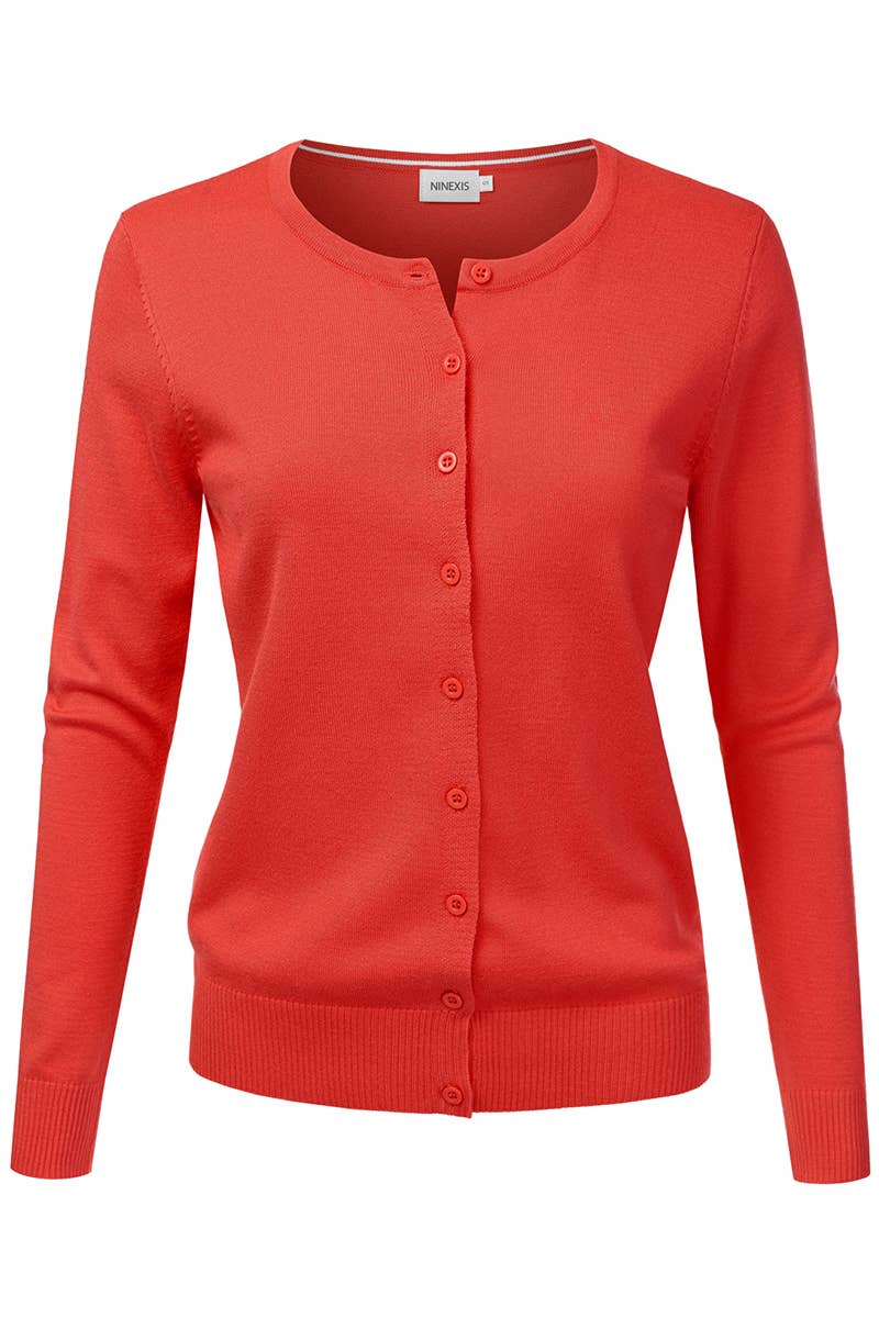 NINEXIS - Vente Cardigan – femme - AWOCAL310_Chandail à manches longues en tricot doux boutonné35