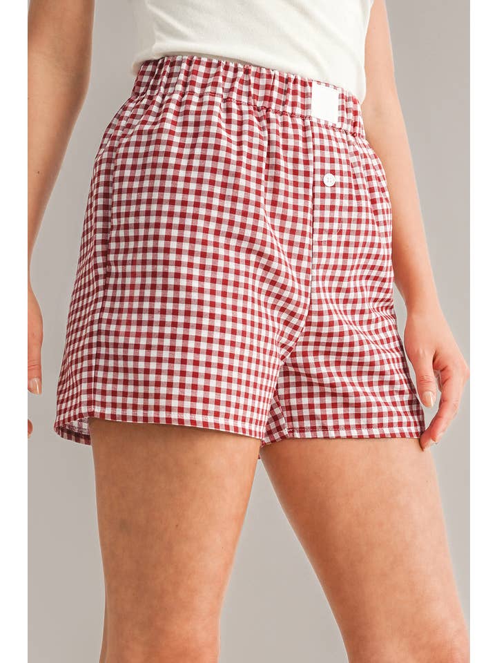 Aapparella - Wholesale Shorts - Women's - Gingham Printed High Waist Shorts | S-2XL