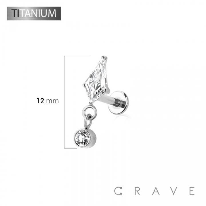 CRAVE - Wholesale Stud/Post Earrings - IMPLANT GRADE SOLID TITANIUM CZ DANGLE MARQUISE PUSH IN TOP2
