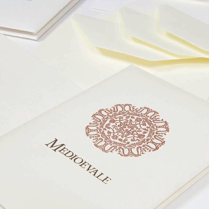 Medioevale Deckled Edge Cards, Large, White or Ivory for wholesale by San Lorenzo Design