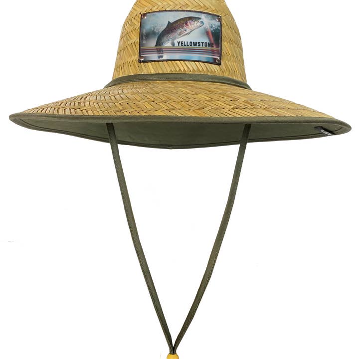 Écusson de truite arc-en-ciel Yellowstone sur maître-nageur en paille pour la vente par Stryder Gear