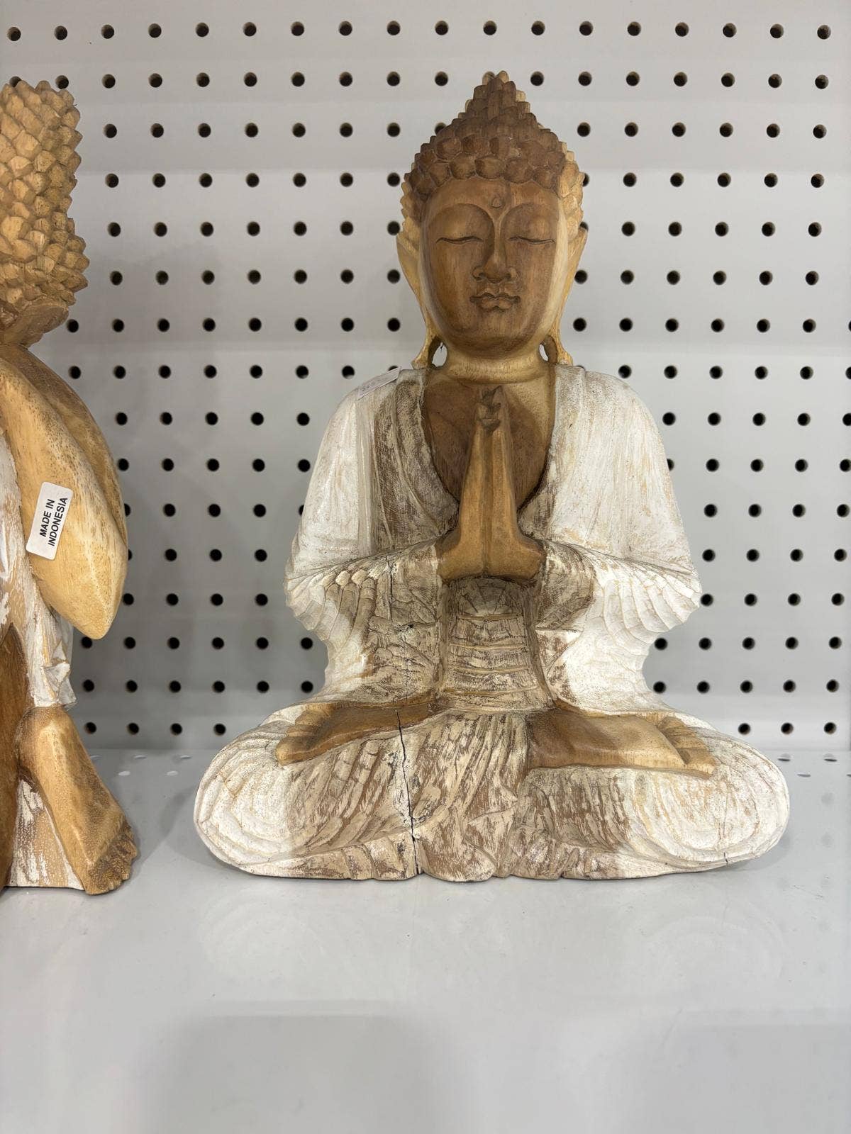 Quasar Gems USA – Großhandel Schreibtischausstattung – Kind & Baby – Weiße Buddha-Statue aus Holz, 30 cm0