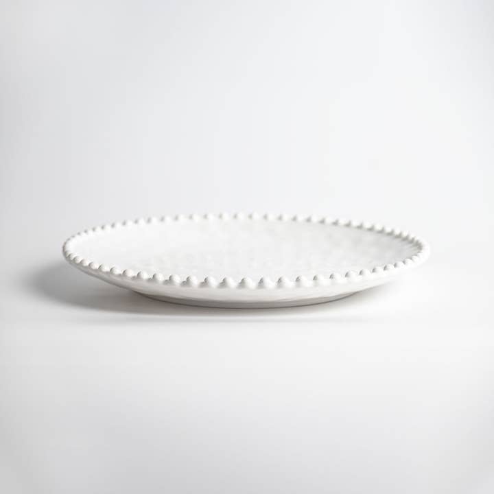 Cream Beaded Pearl 11 inch Melamine Dinner Plate | Set of 6 for wholesale on Faire