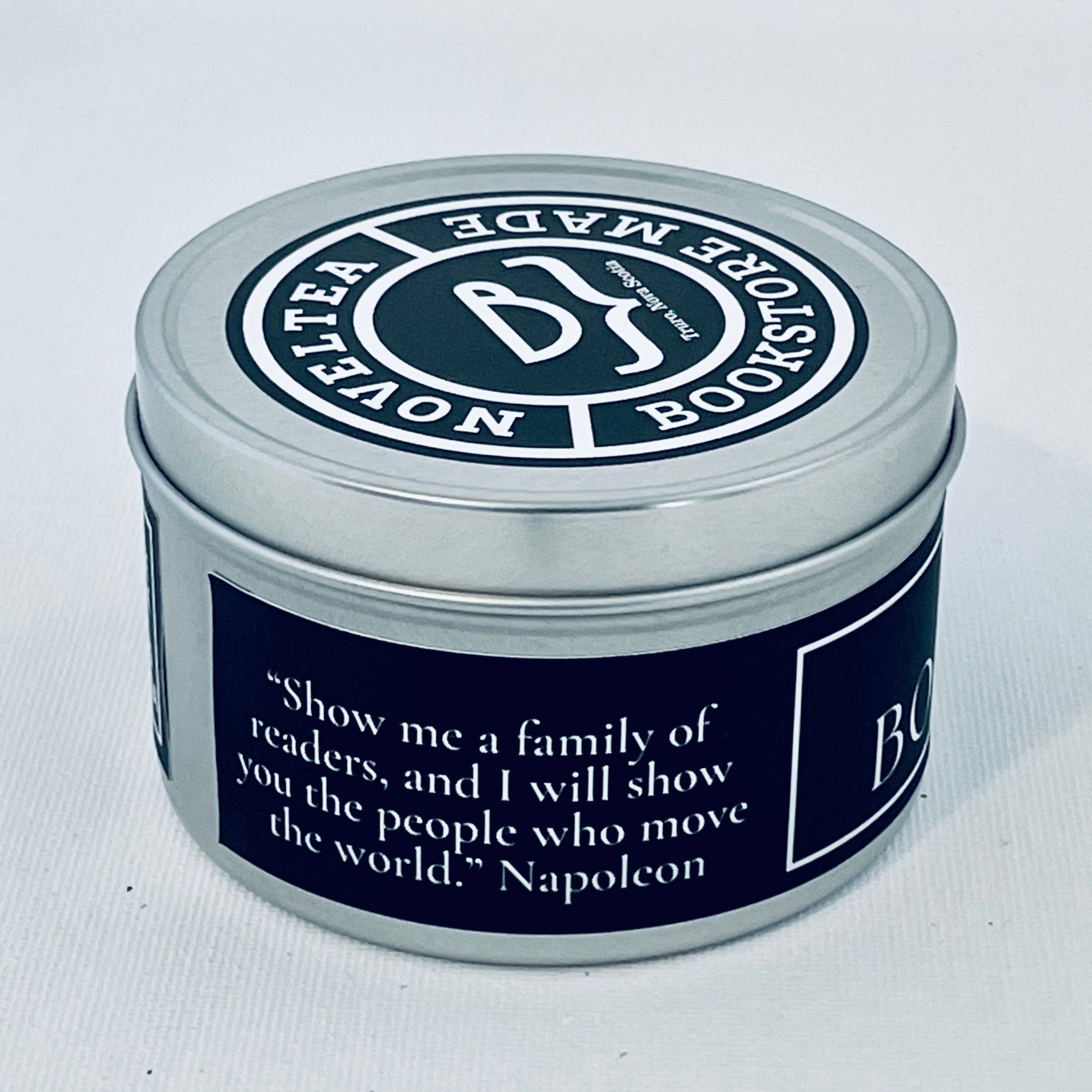 NovelTea Bookstore & Gifts - Wholesale Travel Candles - Old Bookstore - Leather & Coffee Scented Black Label Candle1