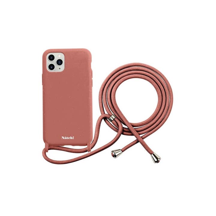 Natch - Venta al por mayor Funda para móvil - Mujer - Funda ecológica con cordón para iPhone 11 Pro Max - rosa oscuro