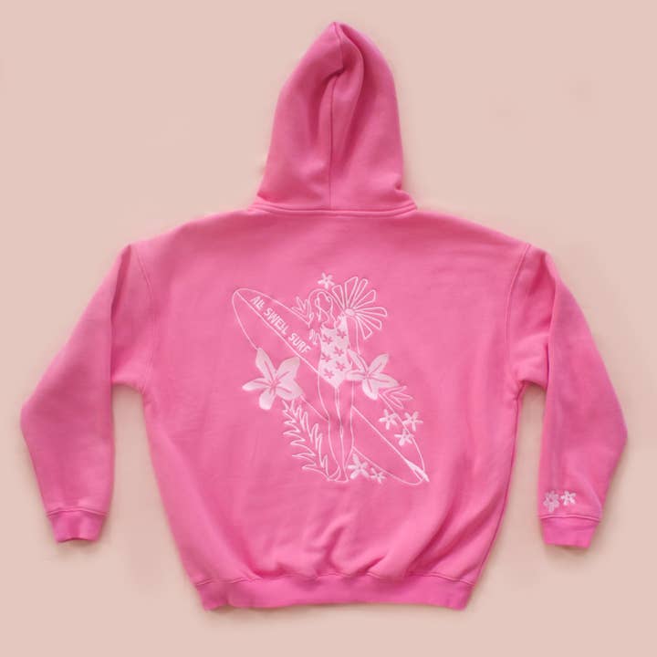 Sweat à capuche brodé Surfer Girl Bloom pour la vente par All Swell Surf
