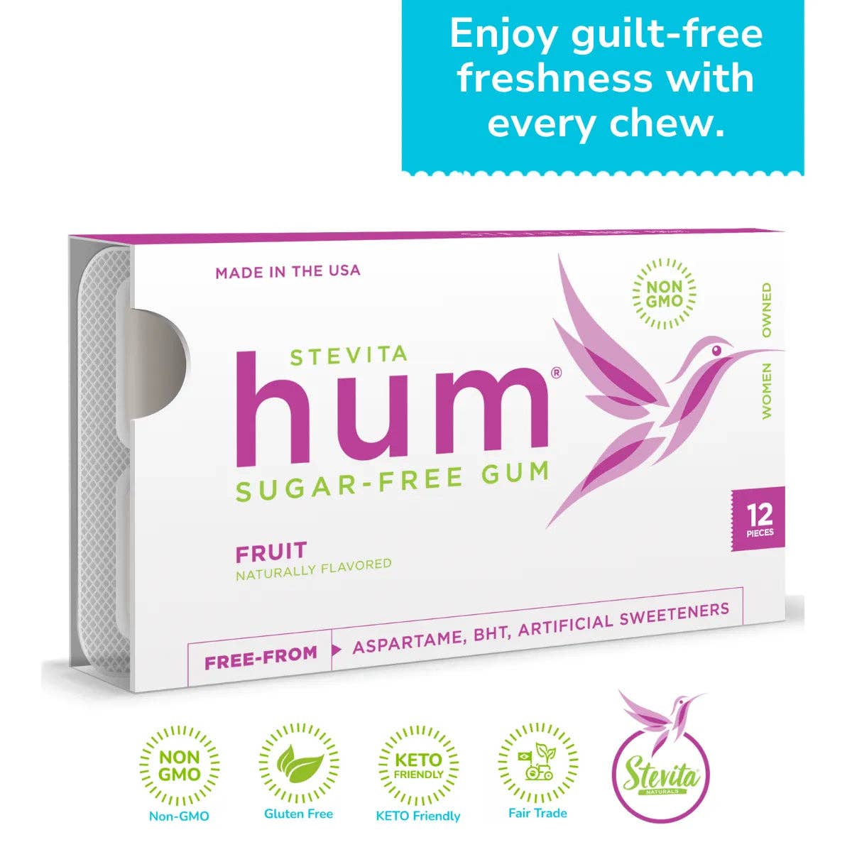 Stevita Naturals - Wholesale Chewing Gum - Hum Sugar-Free Gum - Natural Fruit Flavor1