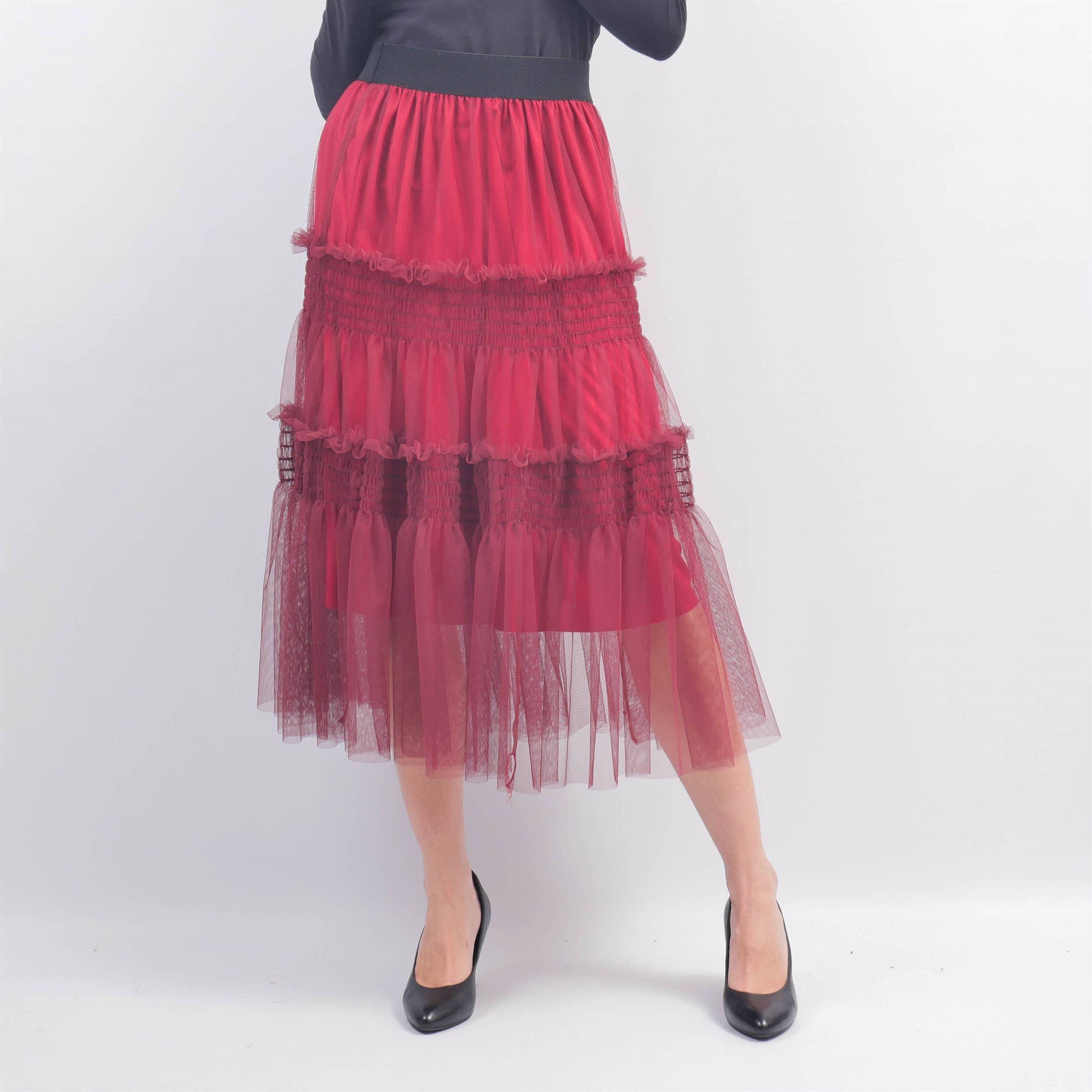 Cecile Wang – Großhandel Rock – Damen – Mehrlagiger Tüllrock mit Rüschen BCG15543