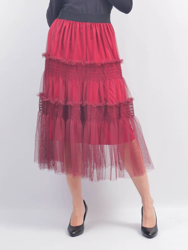 Cecile Wang – Großhandel Rock – Damen – Mehrlagiger Tüllrock mit Rüschen BCG15543