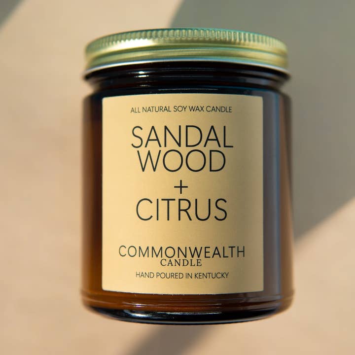 Commonwealth Candle - Wholesale Jar/Filled Candle - Sandalwood + Citrus