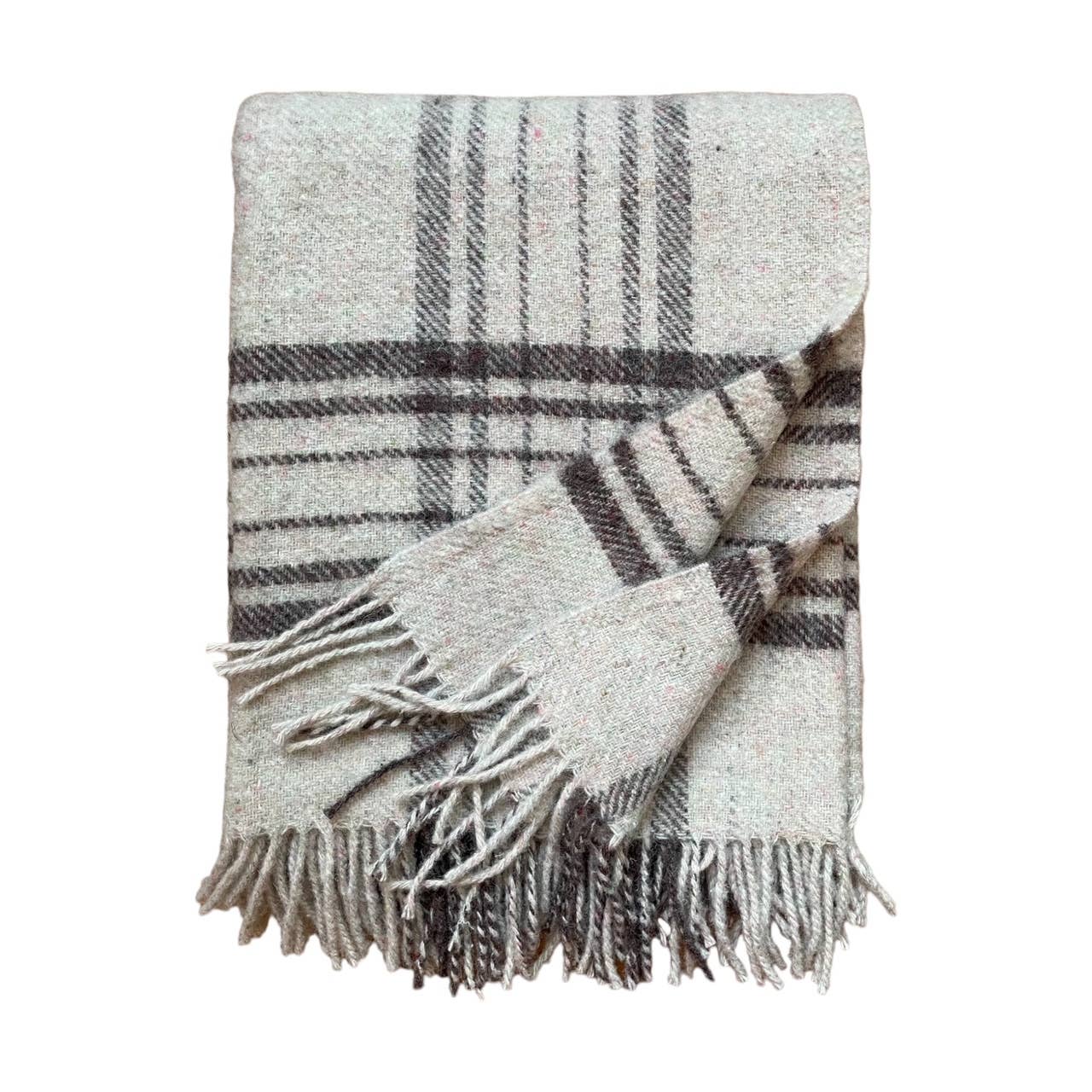 WoolOnly - Wholesale Throw Blanket - Wool blanket plaid 130 x 200 cm checkered, melange gray-beige1