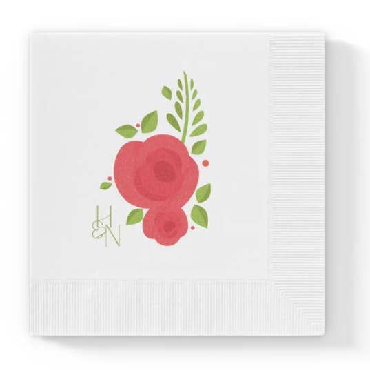Paper Cocktail Napkins - Pink Rose for wholesale by Hutch and Nook