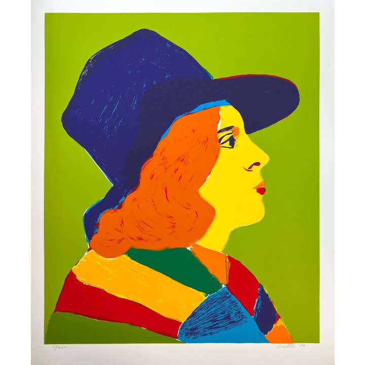 John Grillo Flicka med hatt Hand Signerat Konstverk Serigrafi för wholesale av Deluxe Fine Art