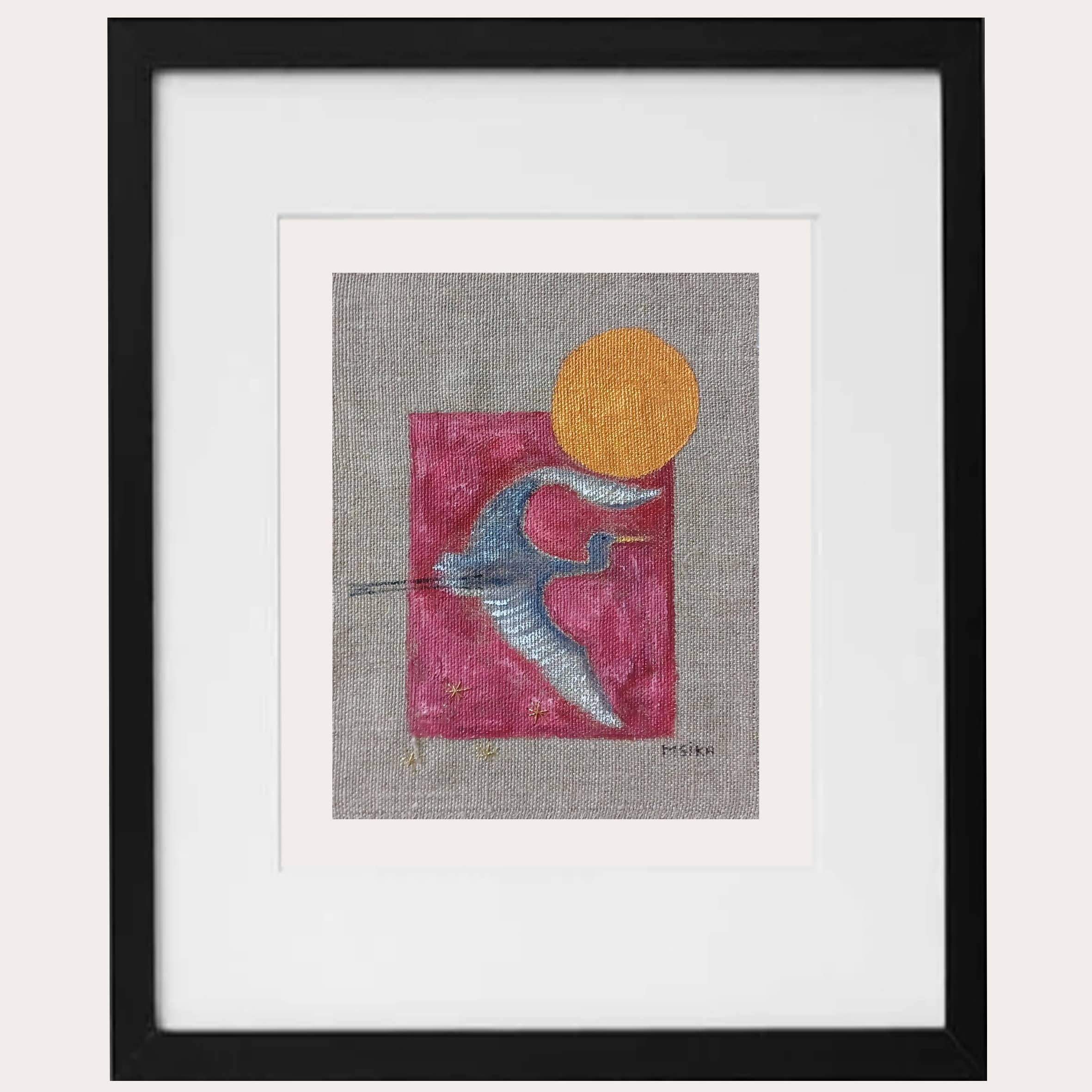 Caroline M Art Studio - Wholesale Painting/Drawing - Painting on linen, the stork1