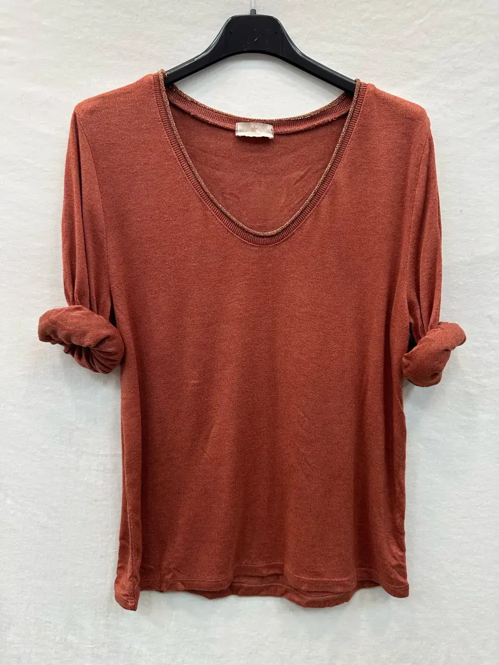 Mimi & Gogo - Wholesale Knit Top - Women's - Fine Knit Top With Lurex Collar @5611_HColLux12