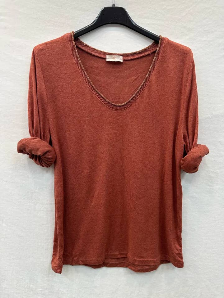 Mimi & Gogo - Wholesale Knit Top - Women's - Fine Knit Top With Lurex Collar @5611_HColLux12