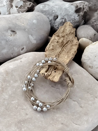 NATURE ET LIN – Pulseira de missangas por atacado – PLUIE DE PERLES - Pulseira de linho fabricada na França - JÓIAS2