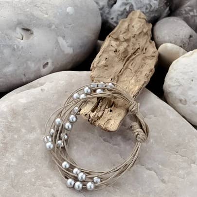NATURE ET LIN - Wholesale Beaded Bracelet - PLUIE DE PERLES - Linen bracelet made in France - JEWELRY4