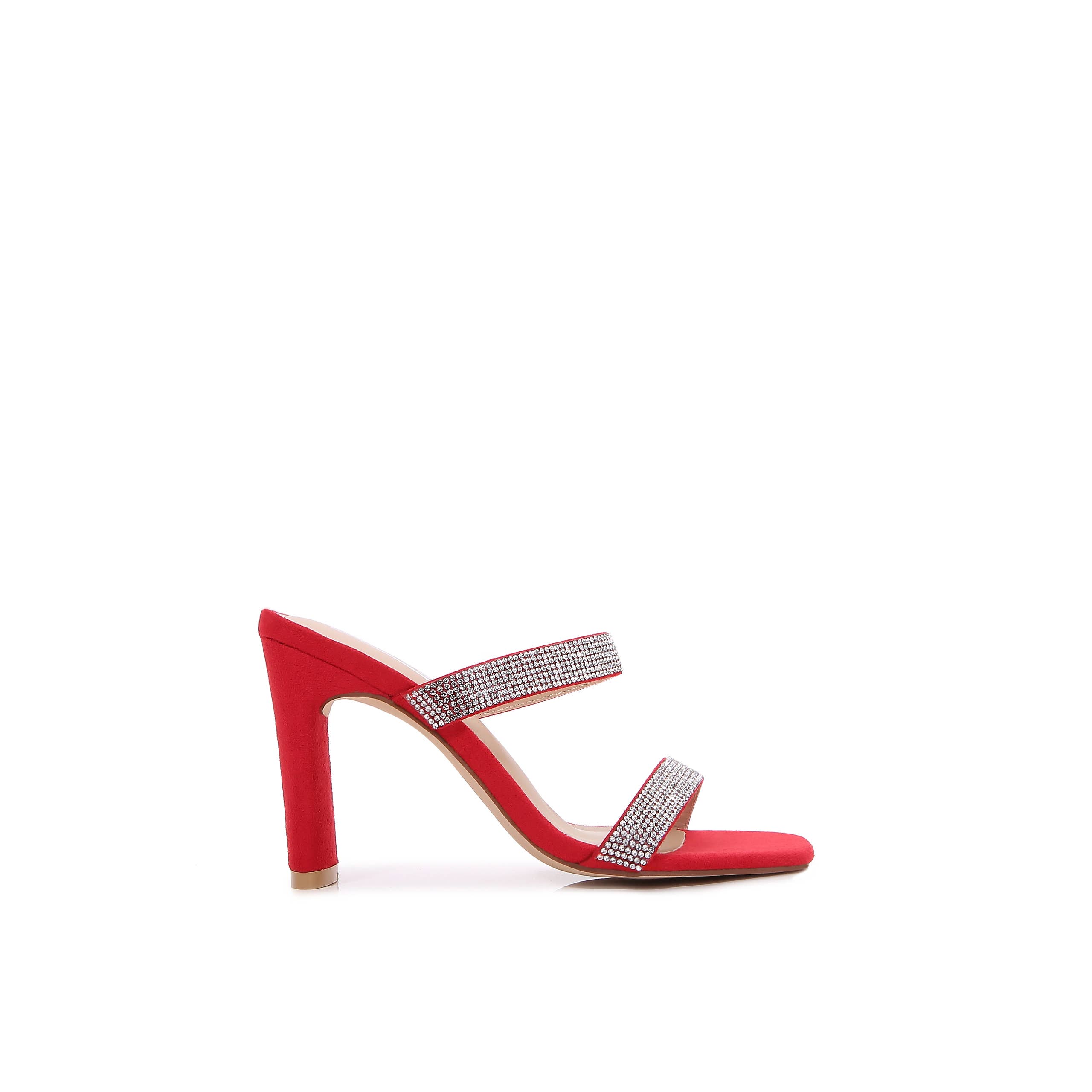 Shop Lev - Wholesale Hakschoenen - Dames - Dames sandalen met dubbele rhinestone band, open vierkante neus en hak6