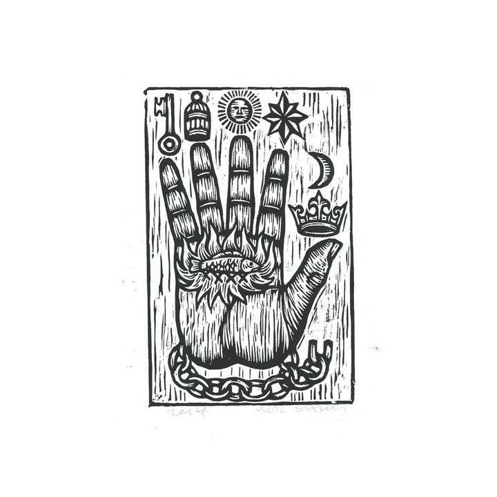Horse & Hare - Wholesale Art Print - Philosophers Hand Alchemy Linocut Art Print