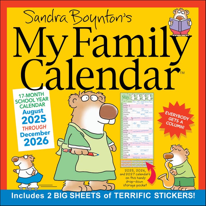 Sandra Boynton 2026 My Family 17MTH Square Calendar for wholesale by BrownTrout Publishers