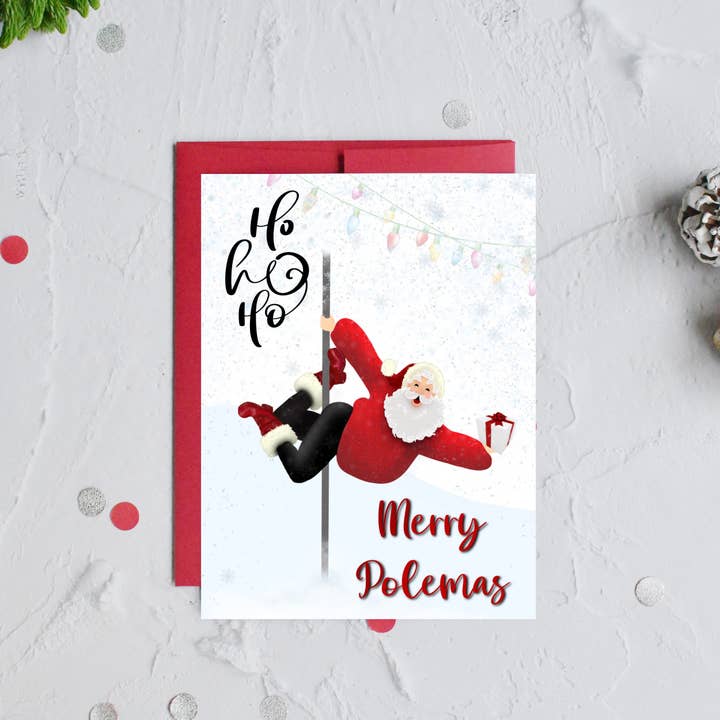 Halfmoon Creative Art – wholesale Christmas card – Pole dancing Santa Christmas card/Pole dancing/ Pole friend