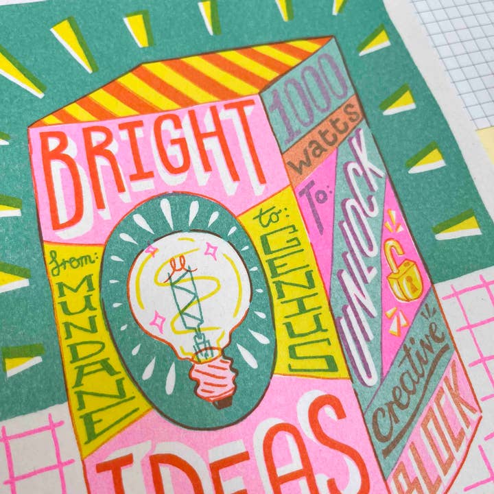 Jacqueline Colley - Wholesale Art Print - A5 Bright Ideas Risograph Print2
