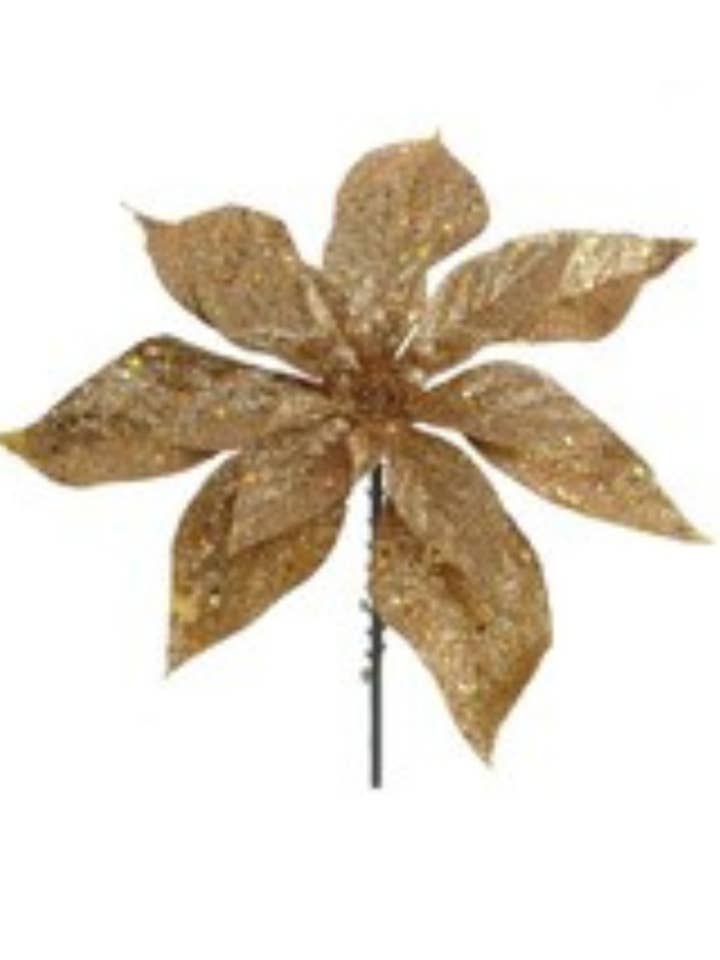 2 stk. 12 glitrende julestjerner 10" kunstige blomsterpinde for engroshandel hos Larksilk