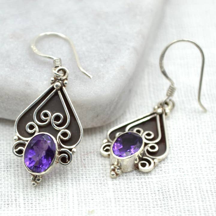 Curlicue Silver Earrings for wholesale by Didi Bahini Fair Trade