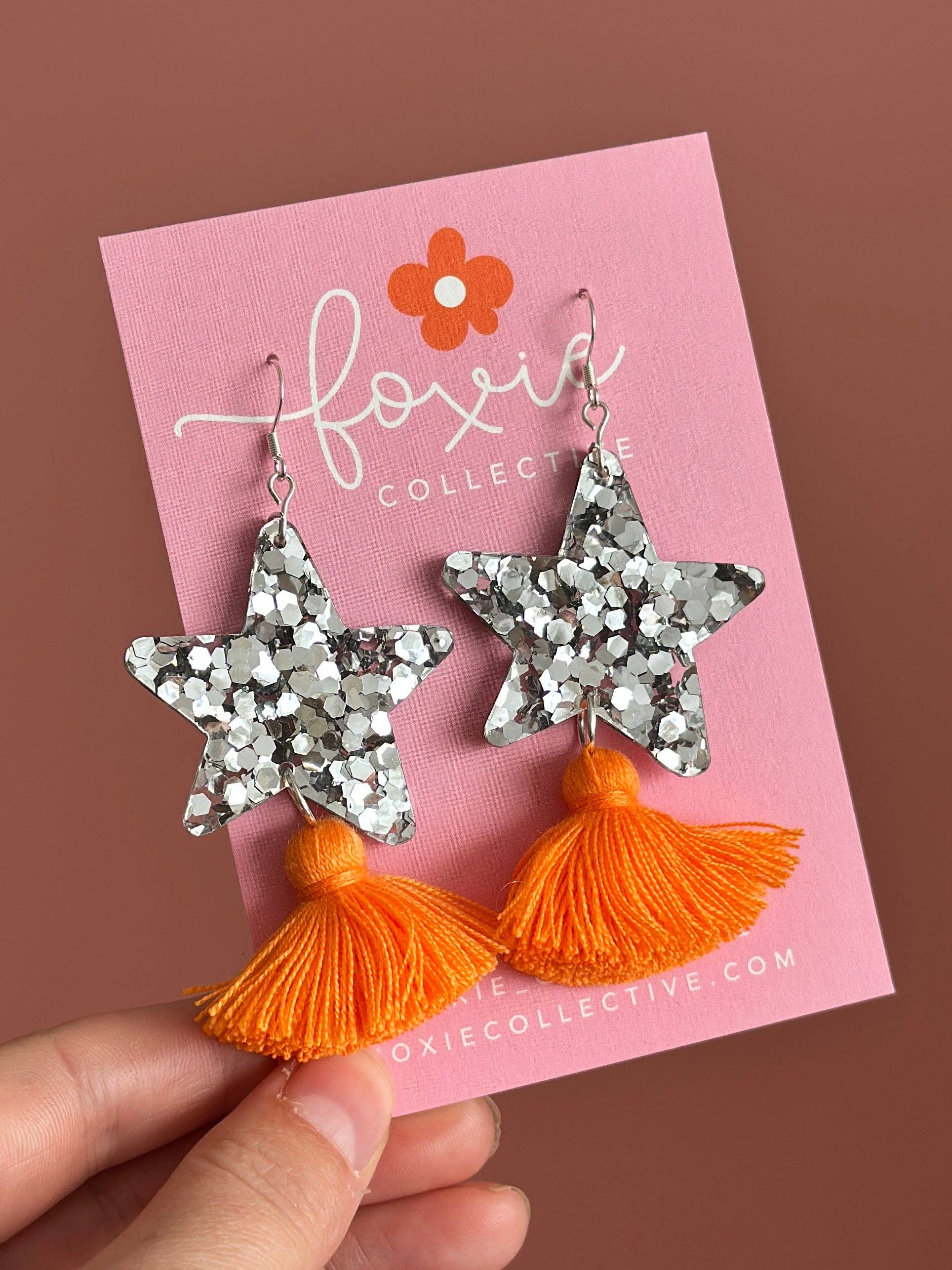 Foxie Collective - Wholesale Dangle Earrings - Custom Star Dust Dangles | Silver or Gold | Select Tassel Colour | WHOLESALE17