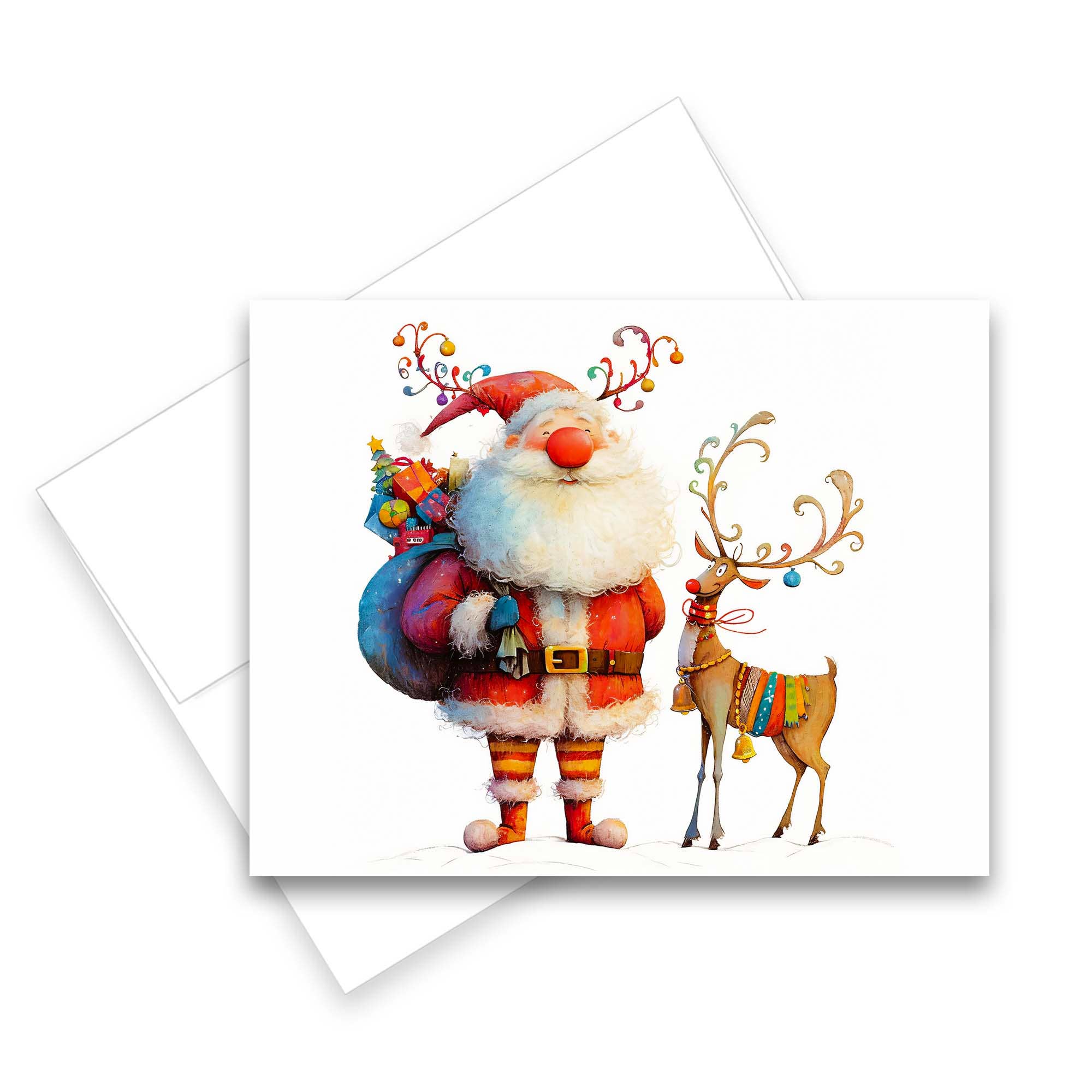 Aria Rae - Wholesale Christmas Card - Assorted Christmas Santa Reindeer Note Cards, Set of 63